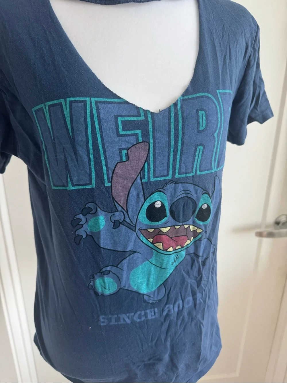Women’s Navy 'Weird' Stitch Graphic Tee